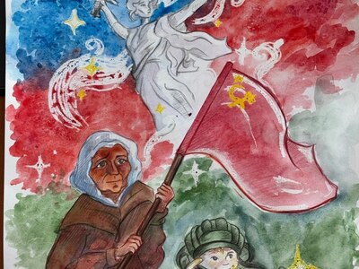 Победитель, школьного этапа конкурса рисунков посвящённой "80-летию Победы". Мельник Есения