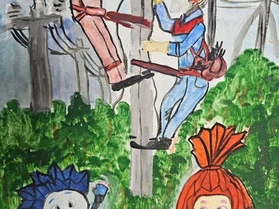 Городской конкурс детского рисунка «Безопасный труд глазами детей». I место-  Мамурова Аниса. "Соблюдайте правила охраны труда".